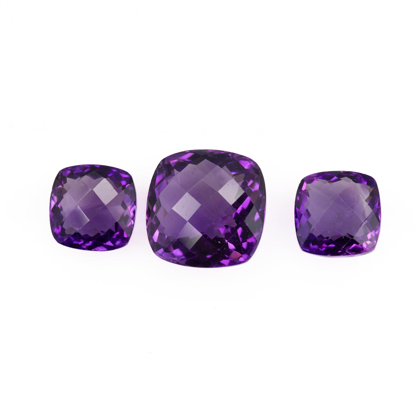 19.24ct Amethyst Set - Cushion Cut (Checkered Cut)