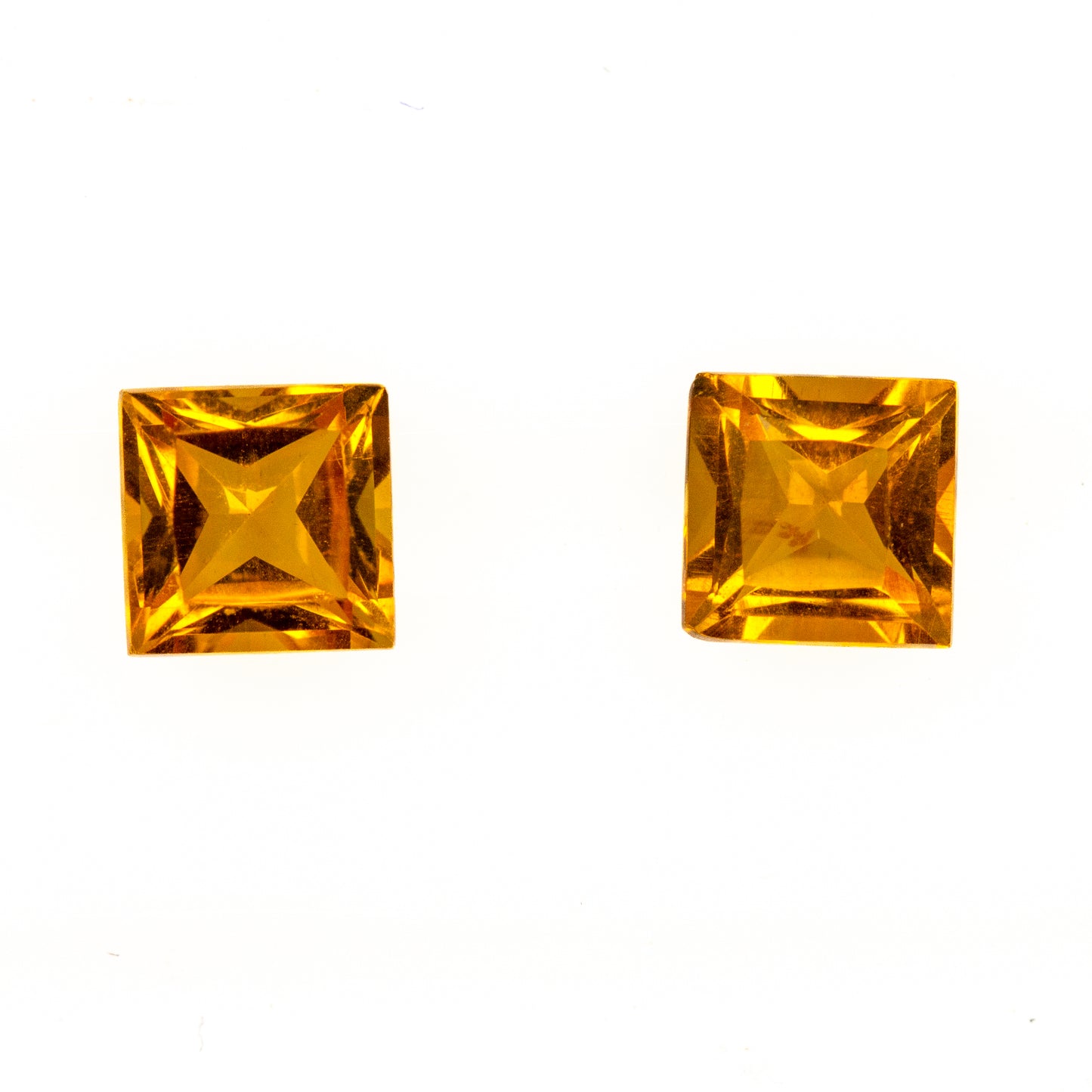 0.63ct Yellow Citrine - Princess Cut Match Pair
