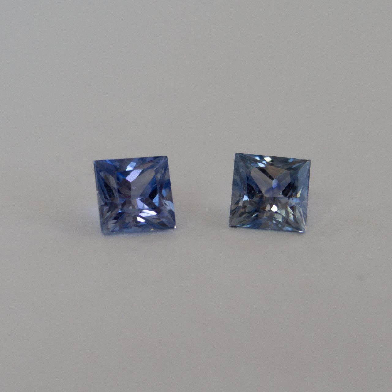 0.58ct Blue Sapphire Match Pair - Princess Cut
