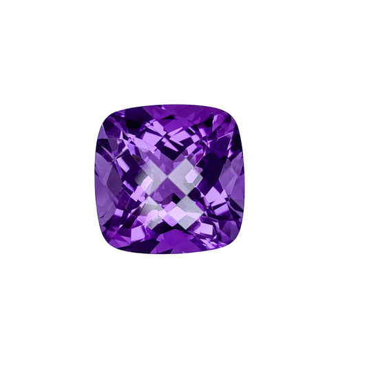 12.58ct Amethyst - Cushion Cut (Checkered Top)