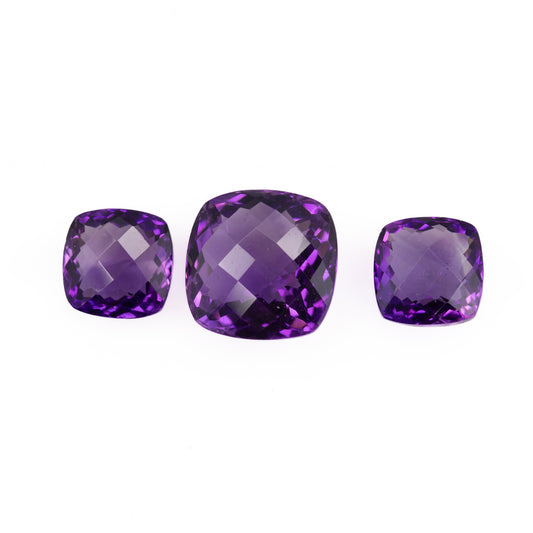 19.24ct Amethyst Set - Cushion Cut (Checkered Cut)