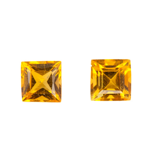0.73ct Yellow Citrine - Princess Cut Match Pair