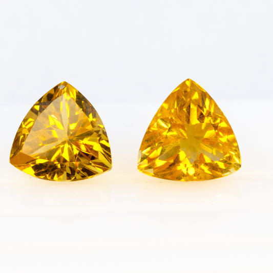6.94ct Yellow Citrine - Trillion Cut Match Pair
