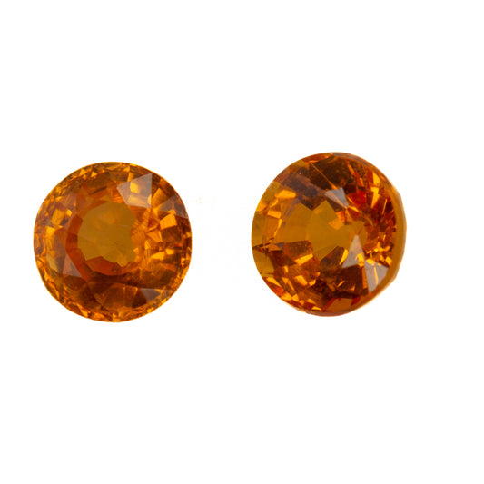 0.74 ct Orange Sapphire Pair - Round Cut