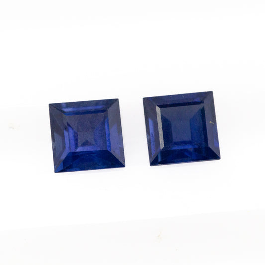 0.77ct Blue Sapphire - Square Cut Match Pair