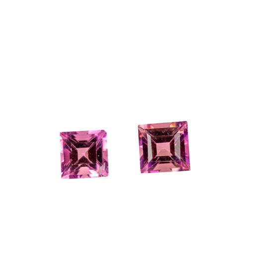 0.69ct Pink Tourmaline - Princess Cut Match Pair