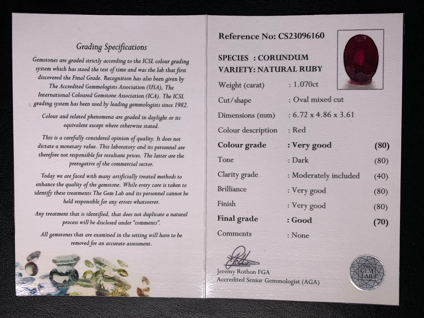 1.07ct Ruby - Oval Cut (Certified)