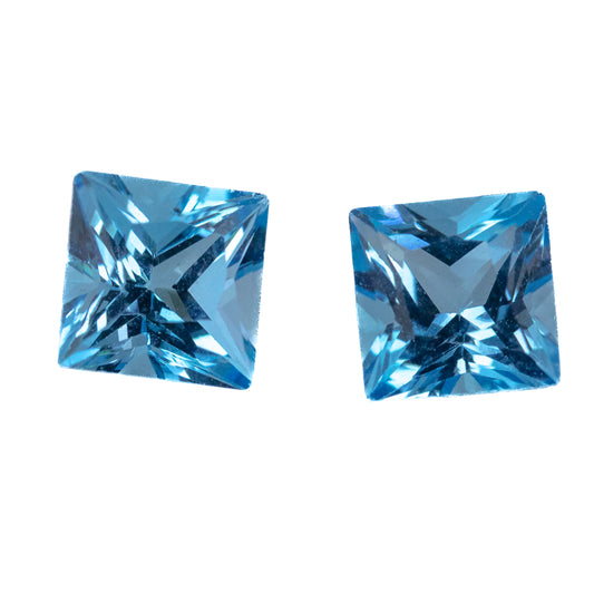 1.70ct Swiss Blue Topaz Match Pair - Princess Cut