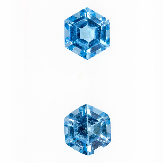 1.31ct Swiss Blue Topaz - Hexagon Cut Match Pair