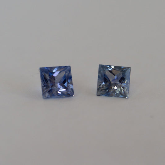0.58ct Blue Sapphire Match Pair - Princess Cut