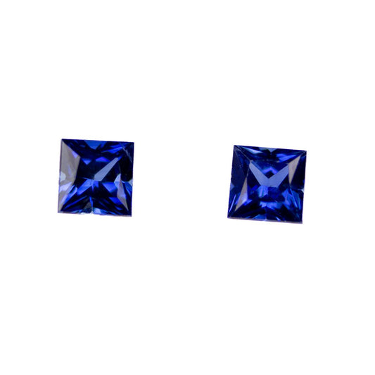0.54ct Match Pair Blue Sapphires - Square Cut