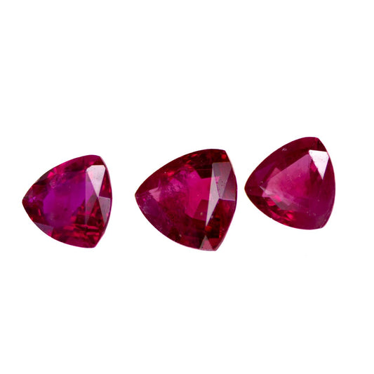 0.96ct Ruby 3 Set - Trillion Cut